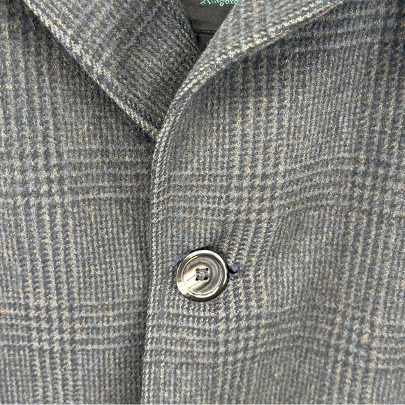Men's Vintage Gray‎ Glen Plaid Overcoat Wool Coat 42L - Picture 3 of 15
